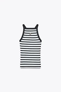 ZARA STRIPED BROOCH TOP