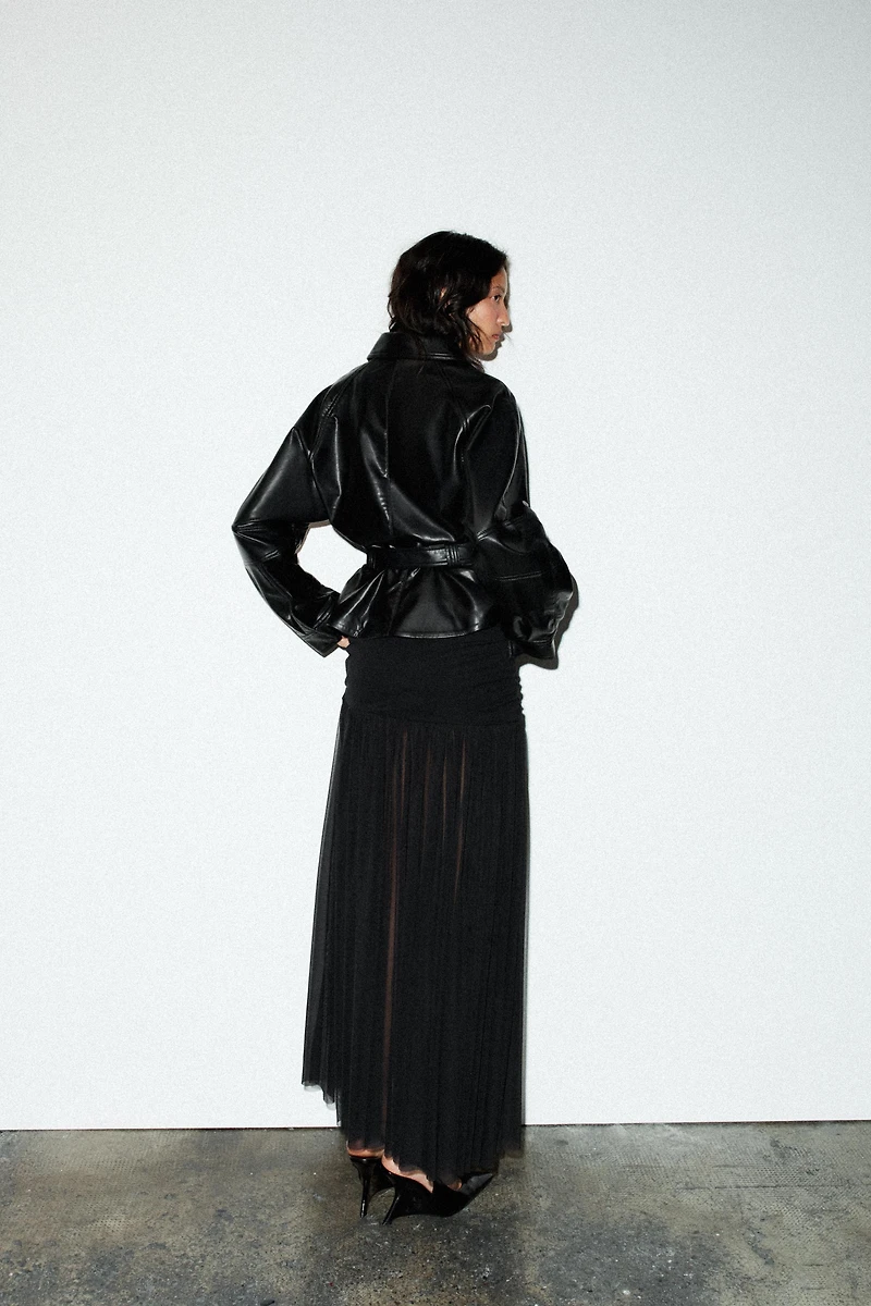 FAUX LEATHER PEPLUM JACKET