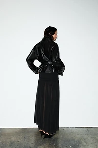 FAUX LEATHER PEPLUM JACKET