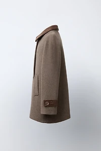 MANTEAU CONTRASTANT EN VELOURS AVEC LAINE