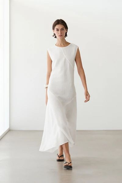 Flowing 100% linen midi dress