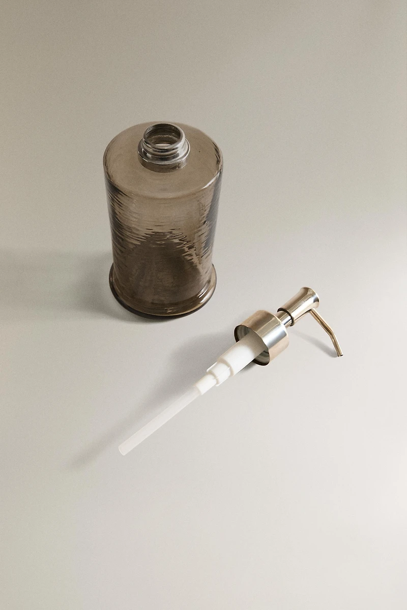 SMOKY TEXTURED GLASS SOAP DISPENSER