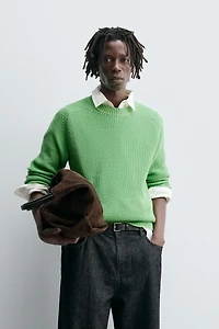 TEXTURED COTTON-CASHMERE SWEATER