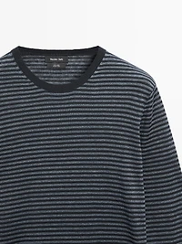 Linen sweater with striped detail