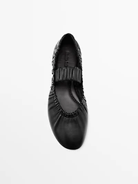 Soft stretch leather ballet flats