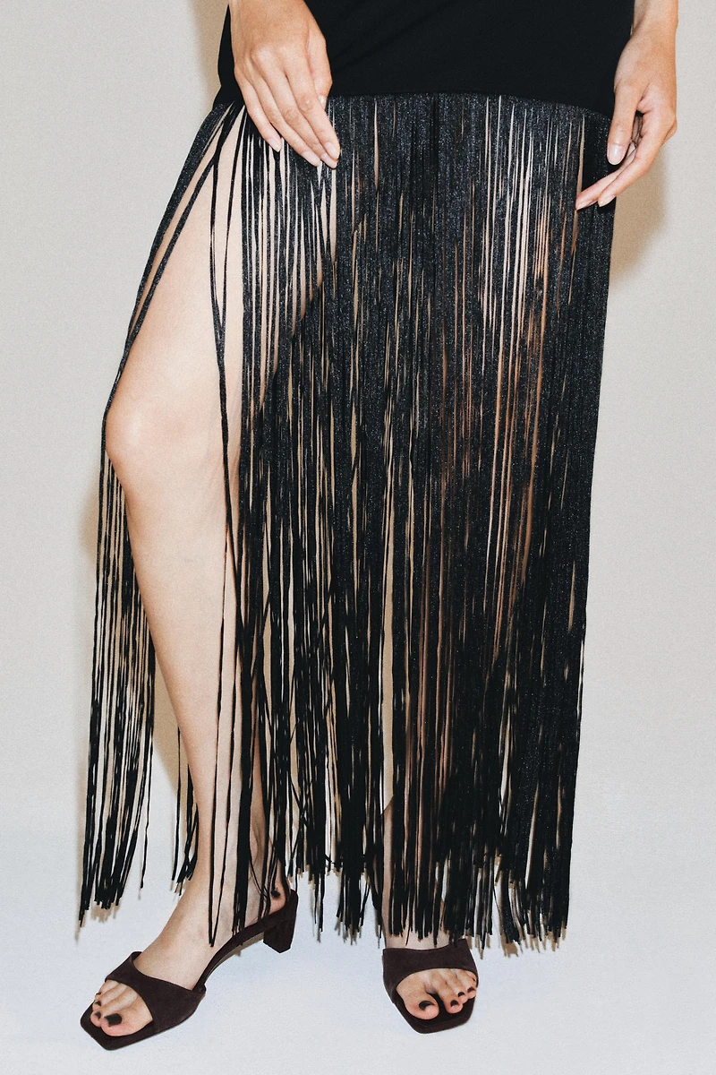ZW COLLECTION FRINGED HALTER DRESS