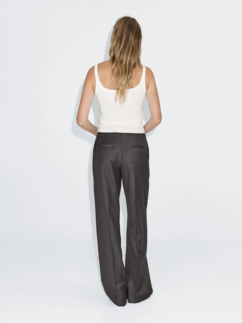 Pantalon de tailleur large 100 % laine