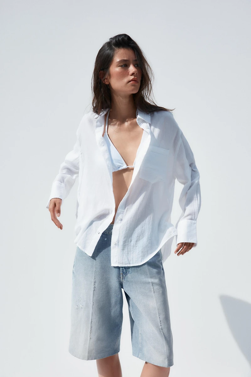 CHEMISE OVERSIZE EN GASE