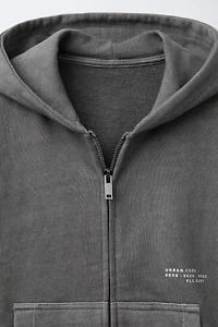 GARMENT DYE ZIPPERED SWEATSHIRT