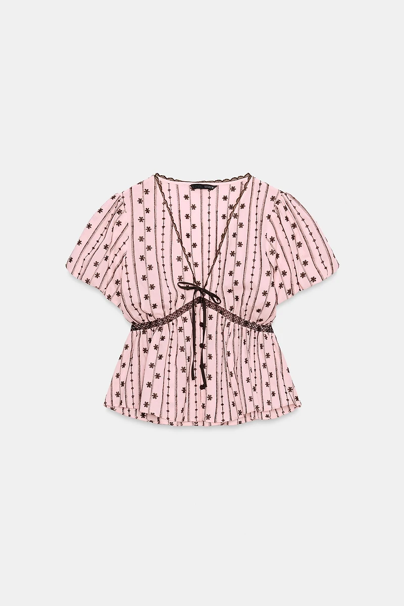 EMBROIDERED TIE TOP