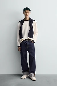 LONG SLEEVE CONTRAST RIBBED T-SHIRT