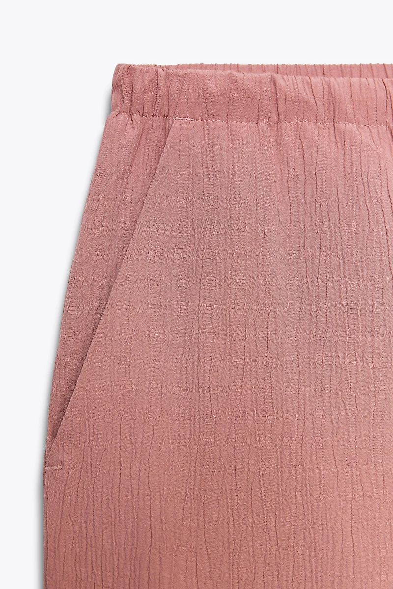 WRINKLE EFFECT WIDE LEG PANTS