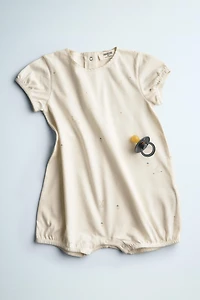 KIDS RABBIT & FLOWER FOOTED ROMPER