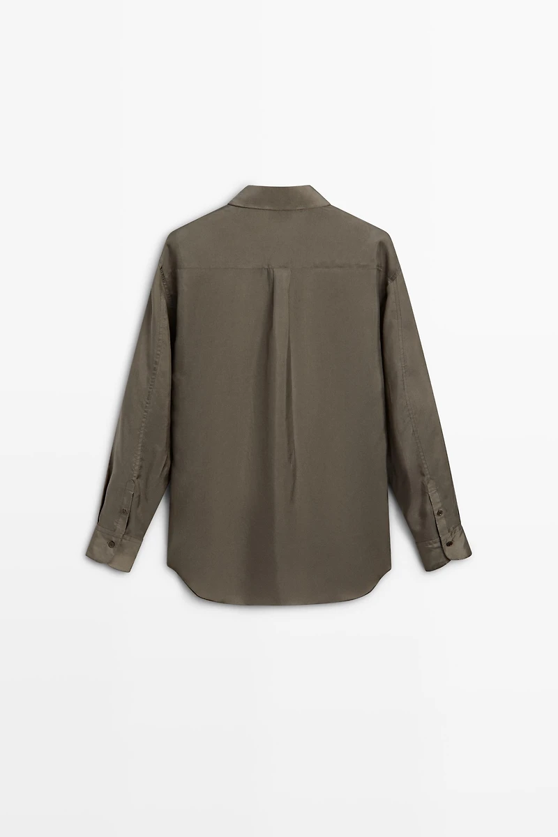 Flowing satin shirt with pocket - STUDIO