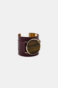 MAXI BRACELET RIGIDE CUIR PIERRE