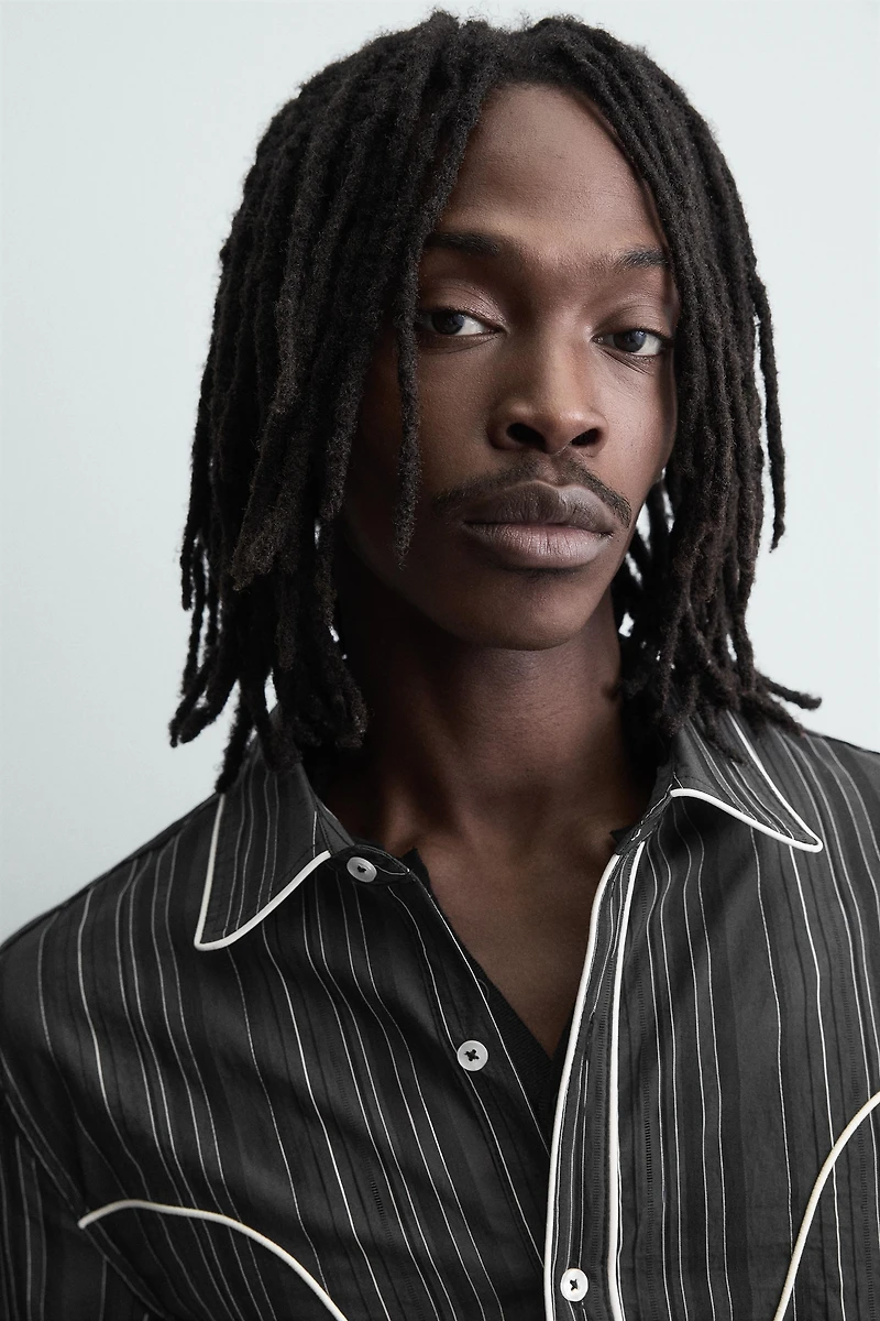 CONTRAST PIPING WESTERN SHIRT