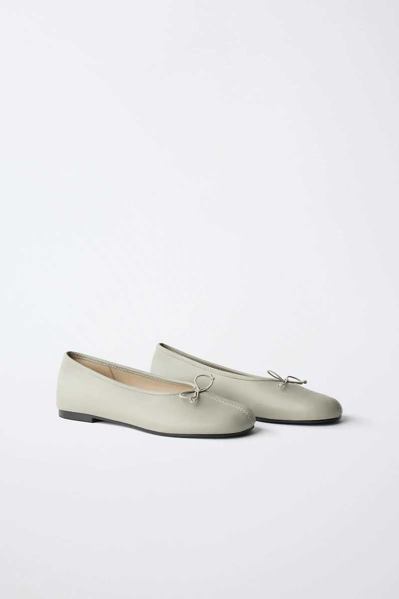 BALLERINES EN CUIR AVEC NŒUD