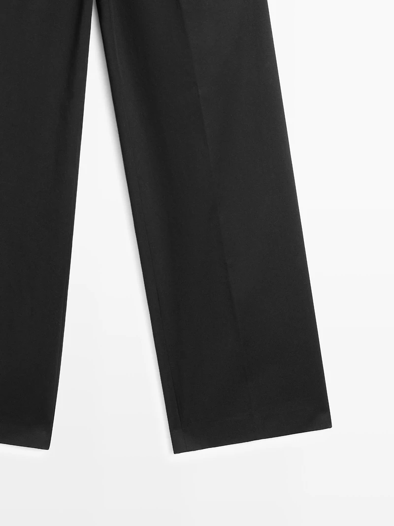 Darted cotton trousers