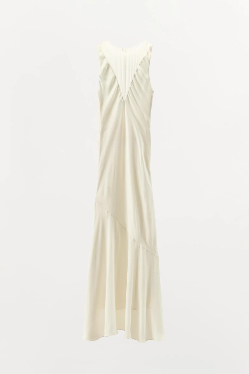COMBINATION SATIN EFFECT LONG DRESS