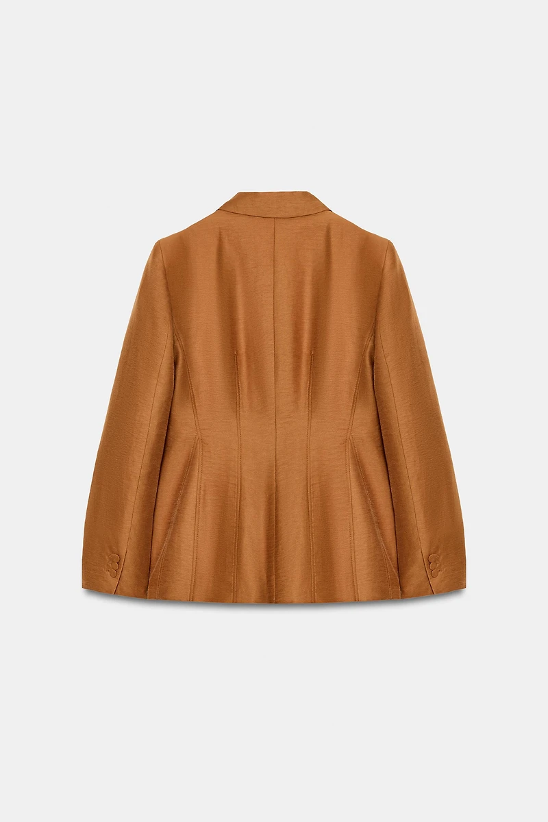 LINEN BLAZER WITH COVERED BUTTON