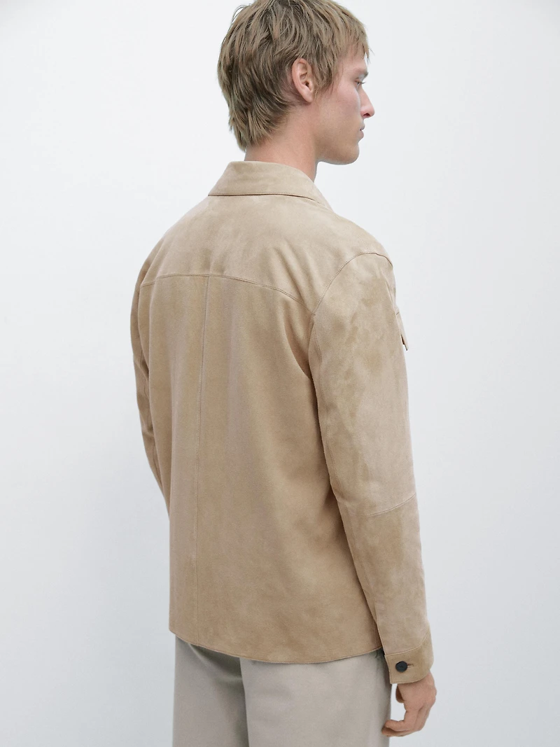Suede leather overshirt