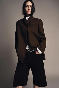 HERRINGBONE WOOL BLEND BLAZER ZW COLLECTION