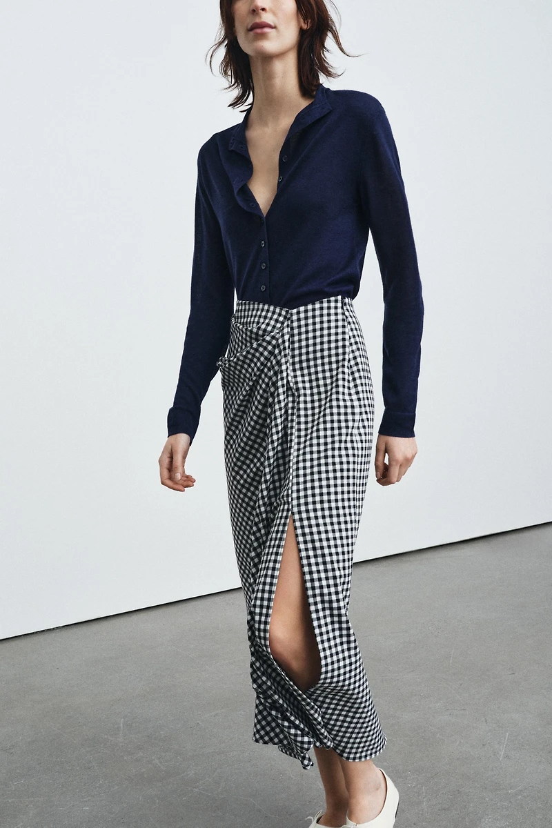 DRAPED GINGHAM SKIRT