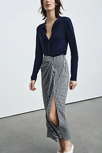 DRAPED GINGHAM SKIRT