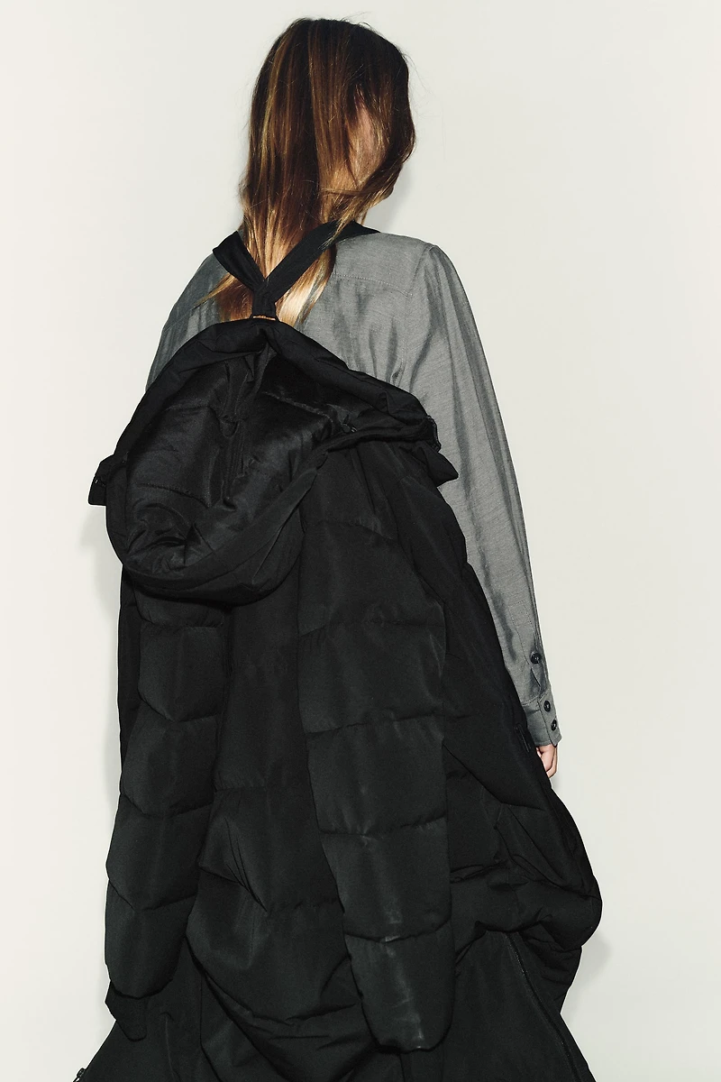 EXTRA LONG WATER REPELLENT WINDPROOF HOODED DOWN COAT