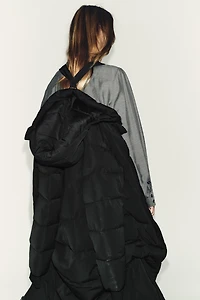 EXTRA LONG WATER REPELLENT WINDPROOF HOODED DOWN COAT