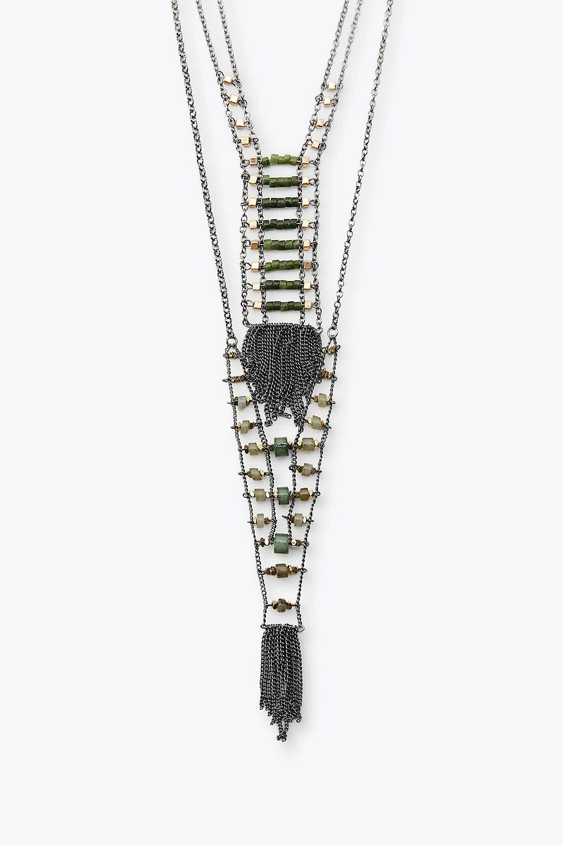 2-PACK BEADED FRINGE NECKLACES