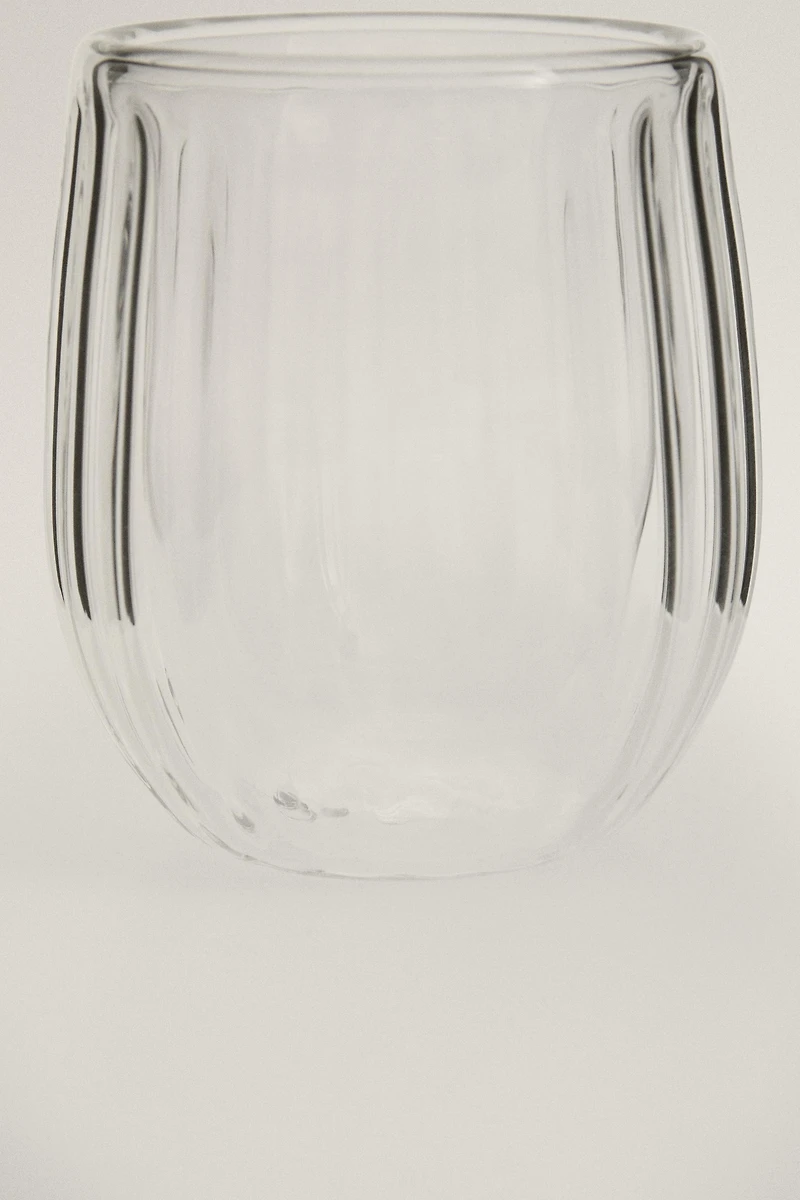 BOROSILICATE GLASS TUMBLER WITH RAISED LINES