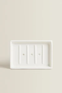 EARTHENWARE BATHROOM SOAP DISH WHITE