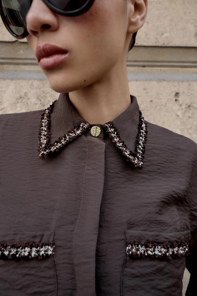 TEXTURED PIPED SHIRT