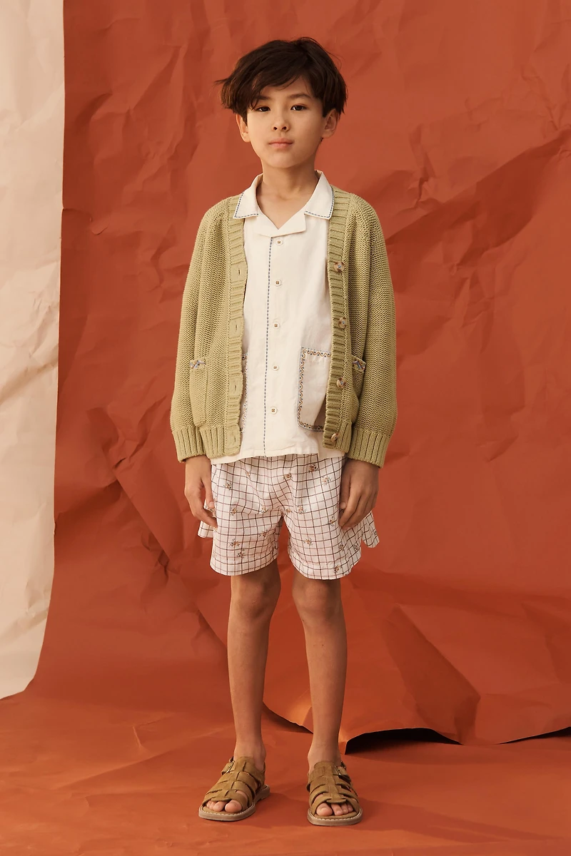 LIMITED EDITION EMBROIDERED TOPSTITCH KNIT CARDIGAN