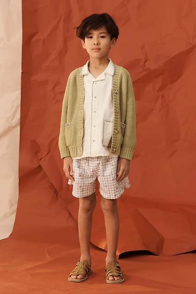 LIMITED EDITION EMBROIDERED TOPSTITCH KNIT CARDIGAN