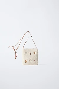 SAC BANDOULIÈRE EFFET PEAU DE MOUTON NOËL