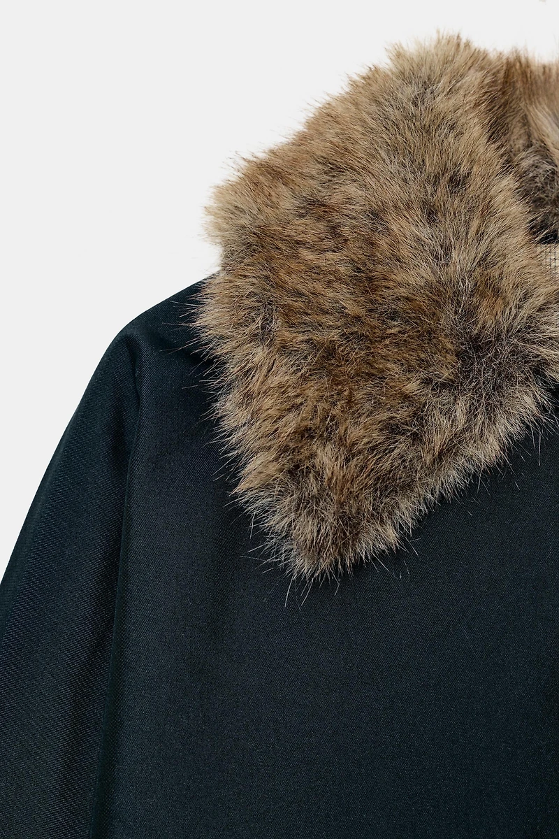 FAUX FUR COLLAR TRENCH COAT ZW COLLECTION