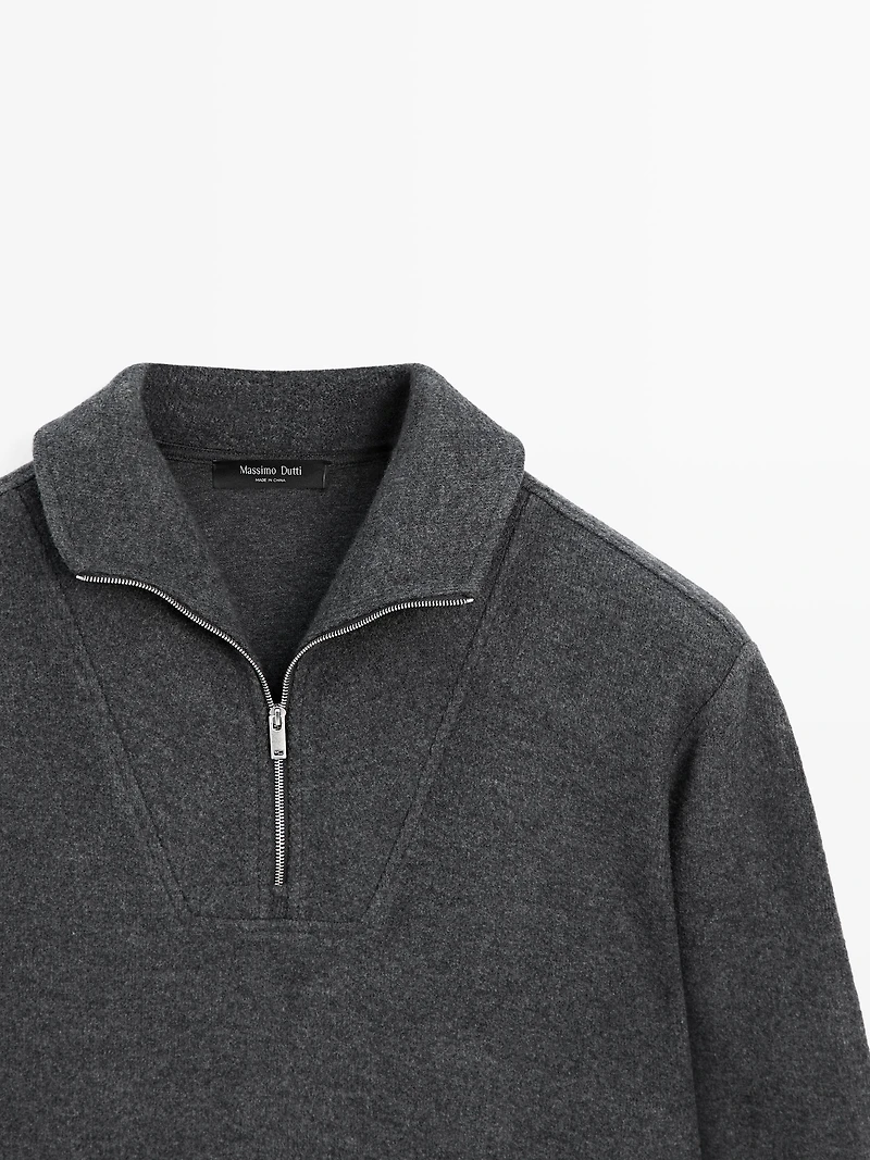 Half-zip cotton blend polo shirt