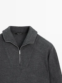 Half-zip cotton blend polo shirt