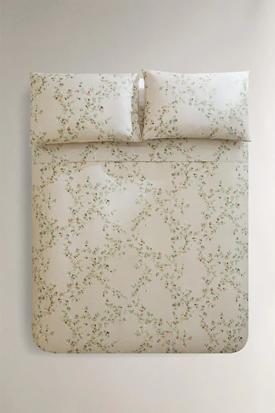 HOUSSE DE COUETTE SATIN IMPRIMÉ FEUILLES