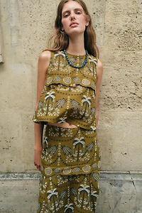 EYELET EMBROIDERED TOP