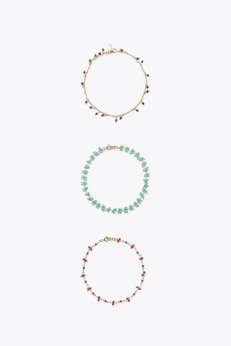 LOT DE 3 BRACELETS DE CHEVILLE FANTAISIE