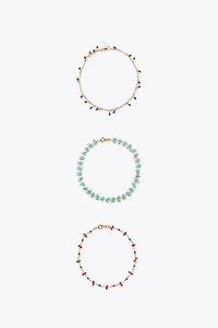 LOT DE 3 BRACELETS DE CHEVILLE FANTAISIE