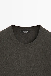Short sleeve knit cotton blend sweater
