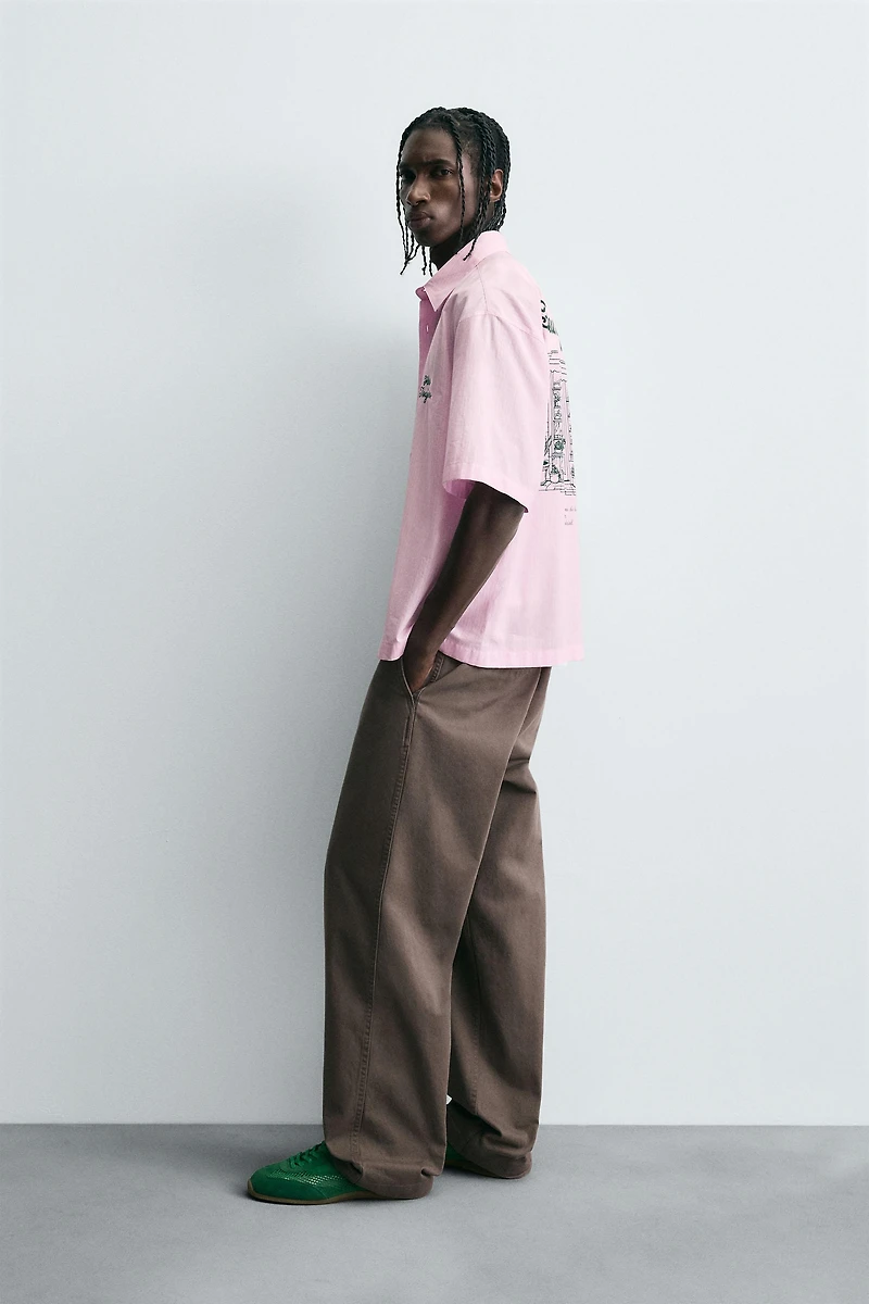 COMBINATION TEXT STRIPED SHIRT