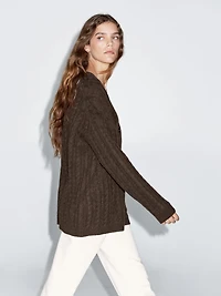 Cardigan en maille tressée de laine mélangée