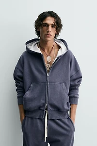 COMBINATION WAFFLE HOODIE SWEATSHIRT