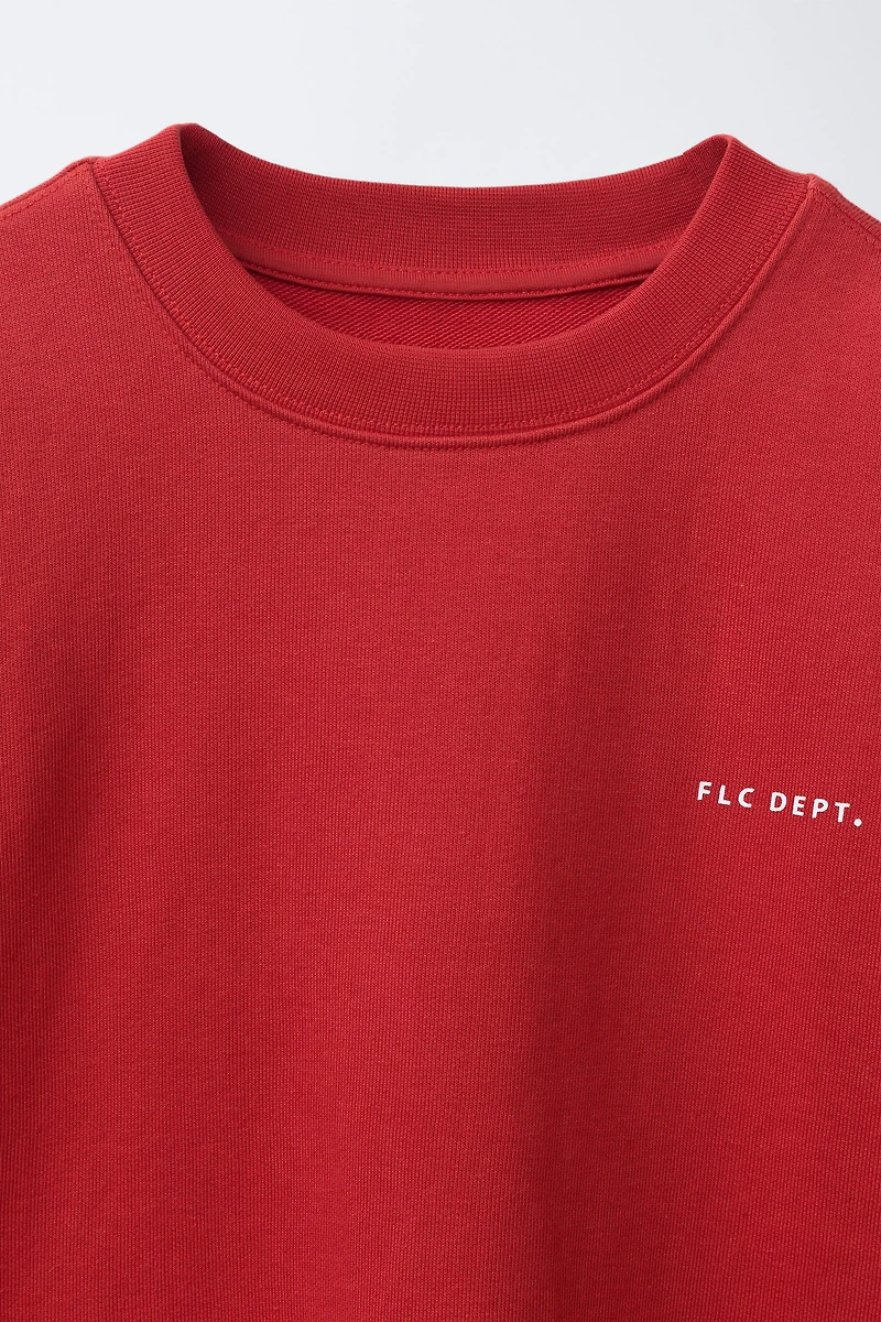 SHORT SLEEVE TEXT SWEATSHIRT