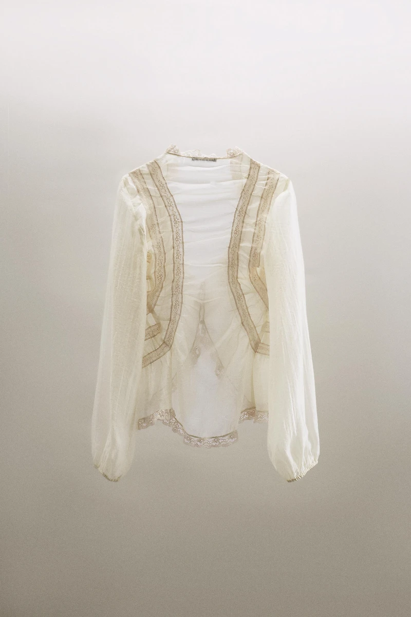 CHEMISE FLUIDE ASYMÉTRIQUE DENTELLE